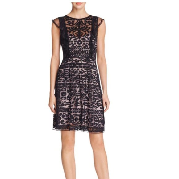 Parker Rosewell Embroidered Tulle Fit Flare Dress - Picture 1 of 8